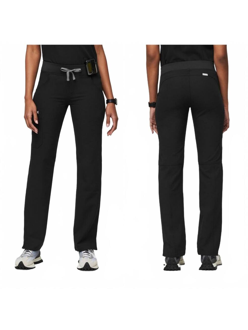 Figs Kade Cargo Scrub Pants Black Straight Leg Bottoms Women Size Large Tall L/T